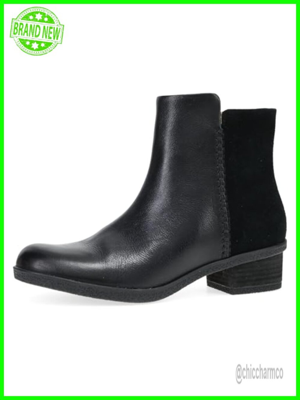 Waterproof Leather Ankle Bootie with Arch Support & Inside Zipper for Work
